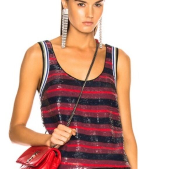 3.1 Phillip Lim Stripe Sequin Tank L - Picture 1 of 9